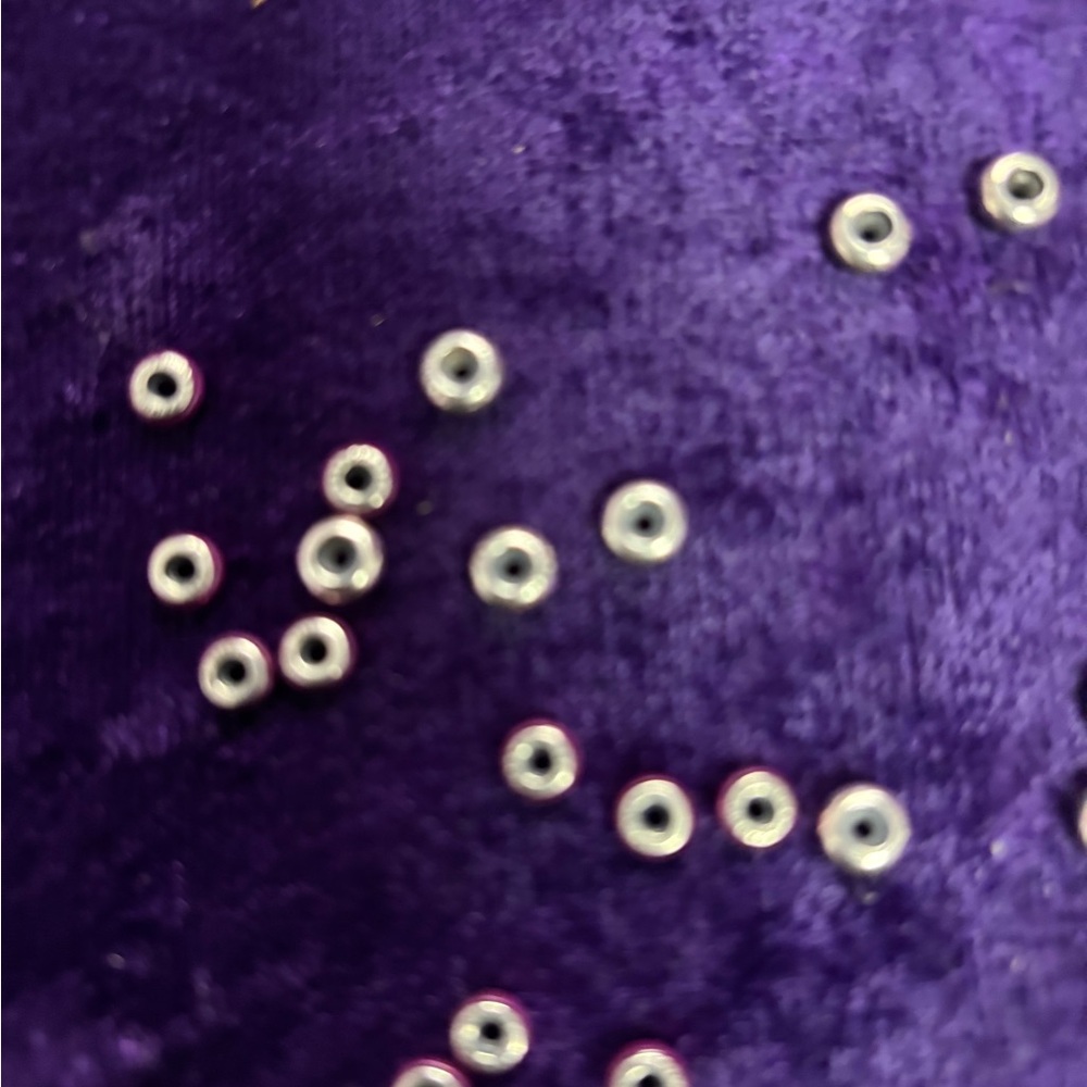 Purple Velvet Fabric with Silver Beads